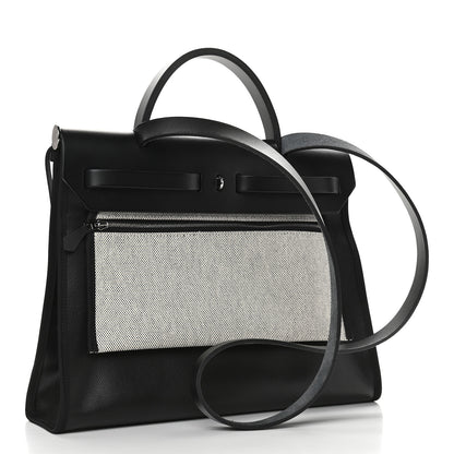 Hermes Toile H Berline Vache Hunter Herbag Zip PM 31 Black Ecru 4 of 12