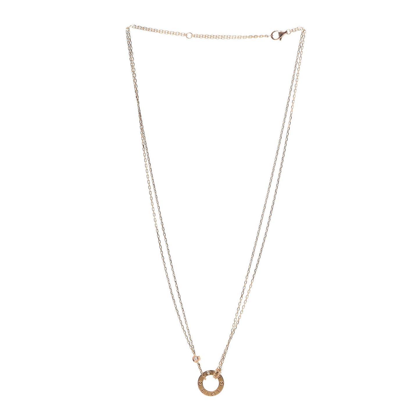 18K Yellow Gold 2 Diamond LOVE Necklace