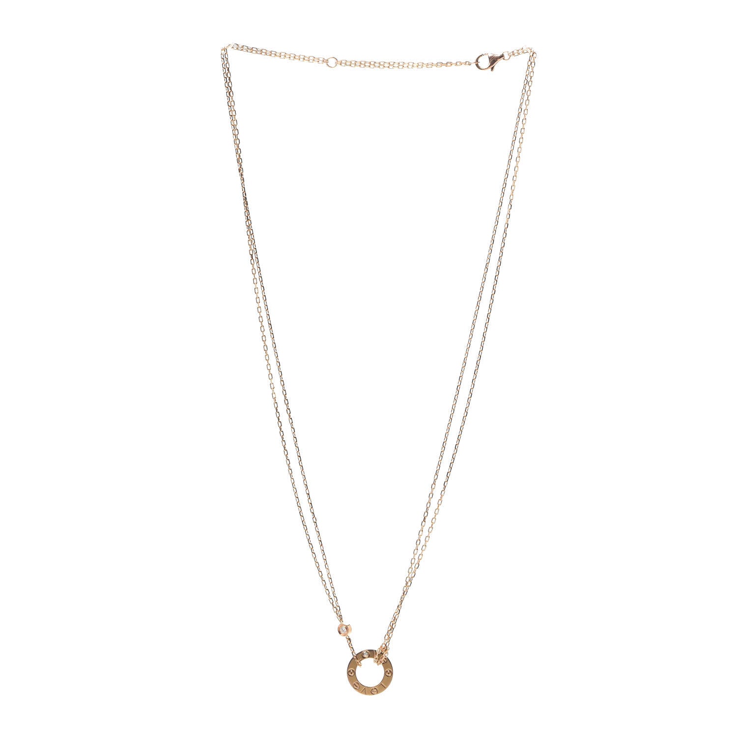Cartier 18K Yellow Gold 2 Diamond LOVE Necklace 3 of 5