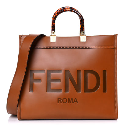 Fendi Vitello King Plexiglass Medium Fendi Sunshine Shopper Tote Cuoio 1 of 16