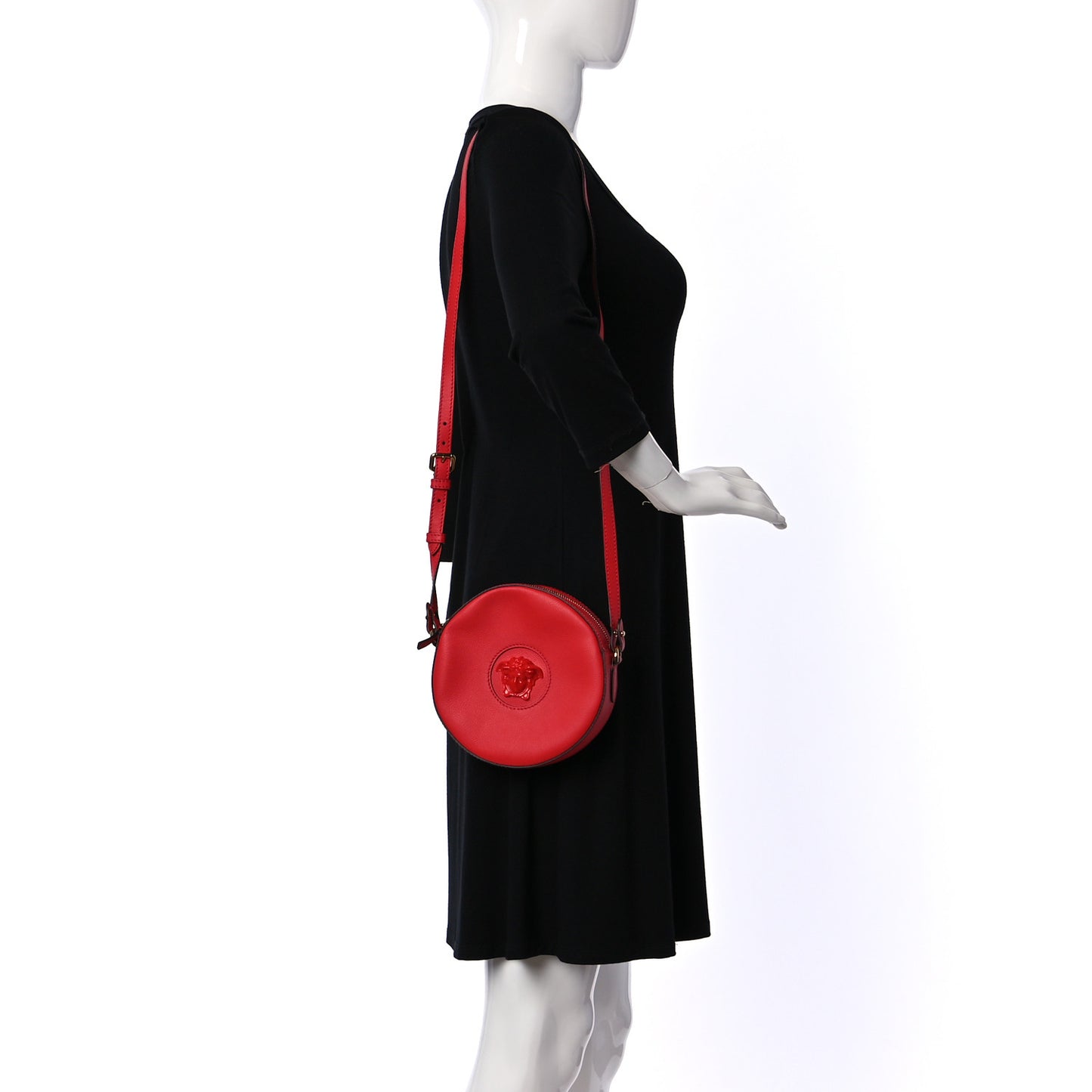 Calfskin La Medusa Round Camera Bag Red