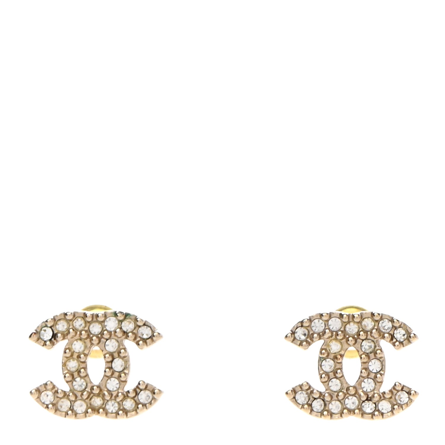 Chanel Crystal CC Earrings Gold 1 of 5