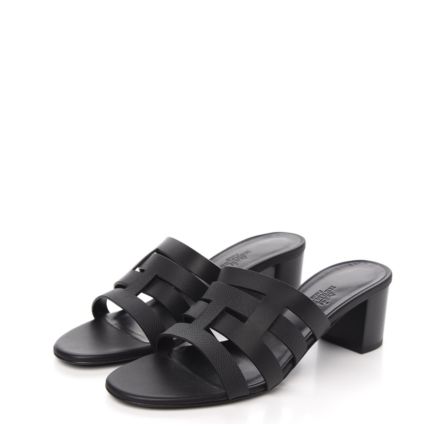 Calfskin Epsom Amica Sandals 38.5 Black
