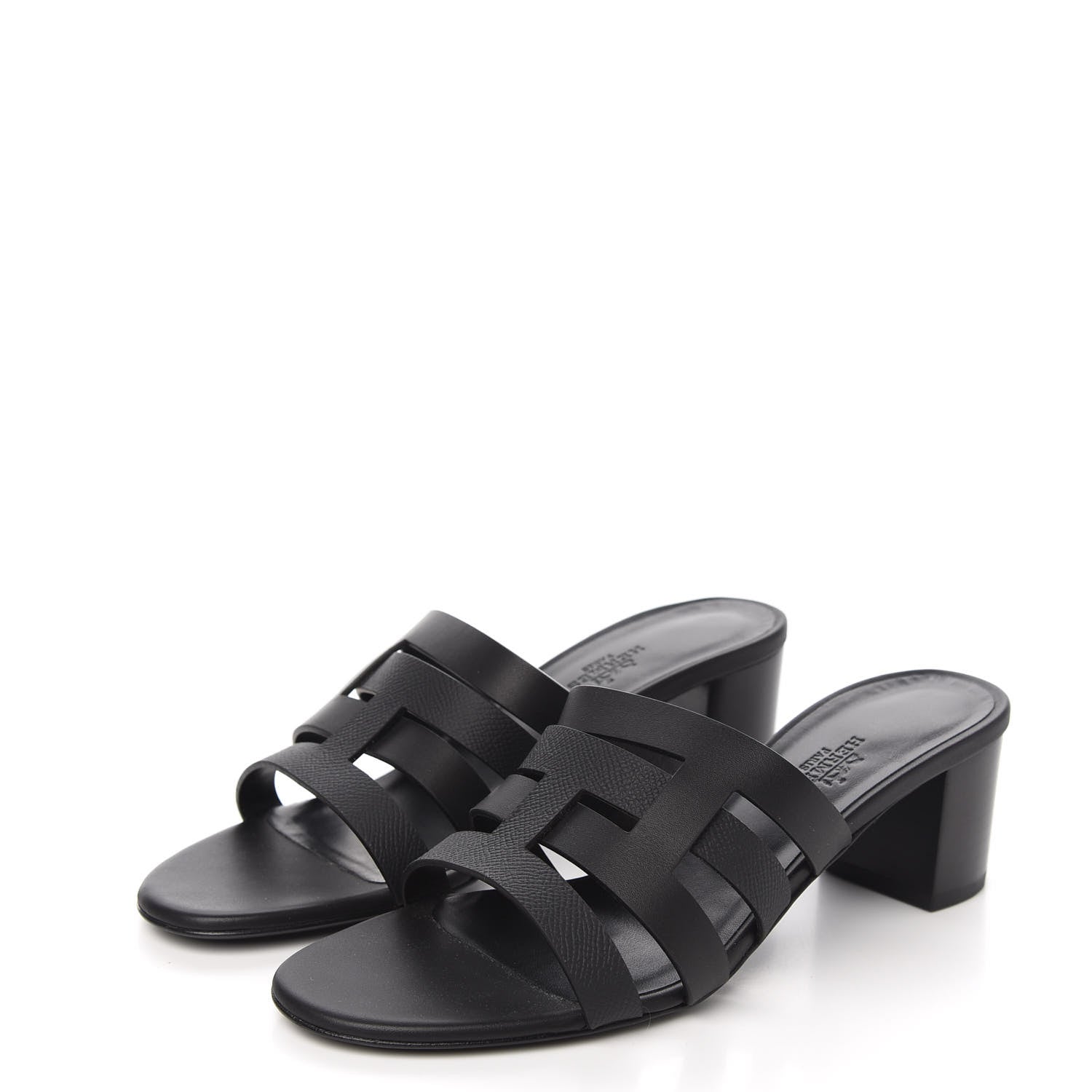 Hermes Calfskin Epsom Amica Sandals 38.5 Black 3 of 9