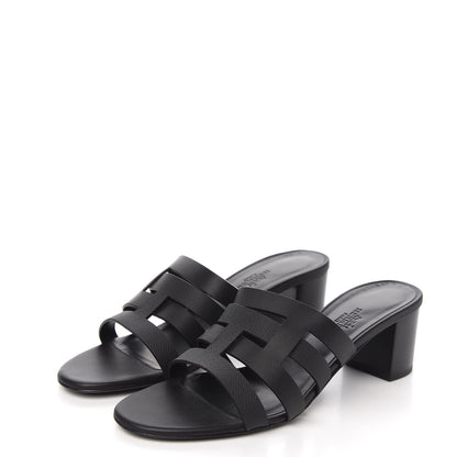 Hermes Calfskin Epsom Amica Sandals 38.5 Black 3 of 9