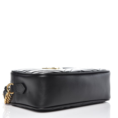 Gucci Calfskin Matelasse Small GG Marmont Chain Shoulder Bag Black 4 of 8