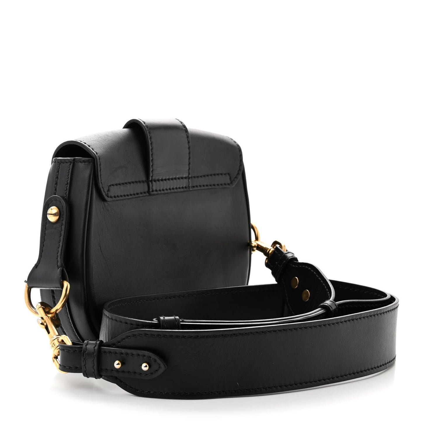 Calfskin D Fence Saddle Bag Black