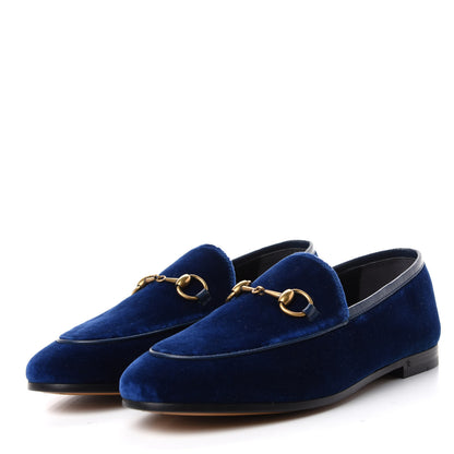 Gucci Velvet Horsebit Womens Jordaan Loafers 35.5 Blue Cobalt 3 of 11