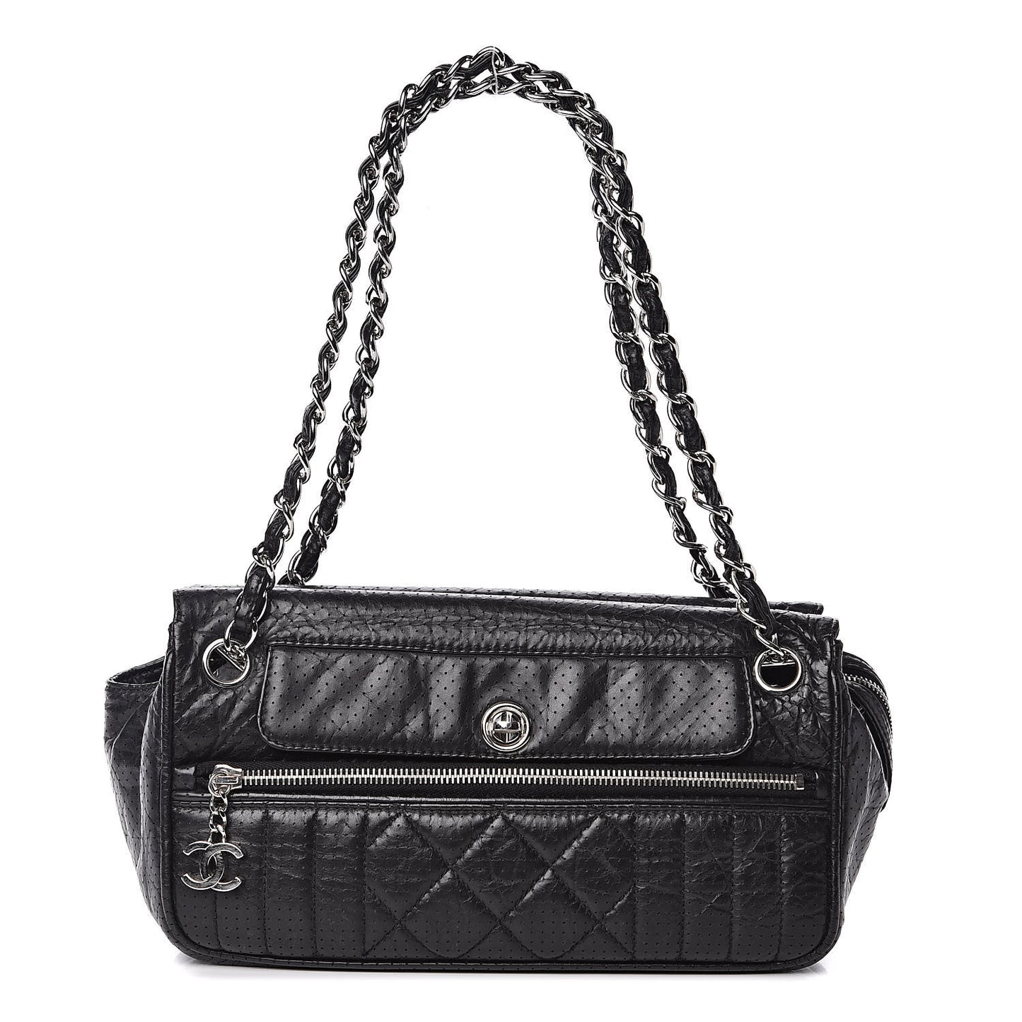 Calfskin Perforated 50's Satchel Black