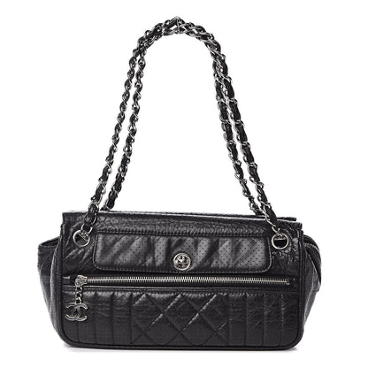 Chanel Calfskin Perforated 50's Satchel Black 1 of 12