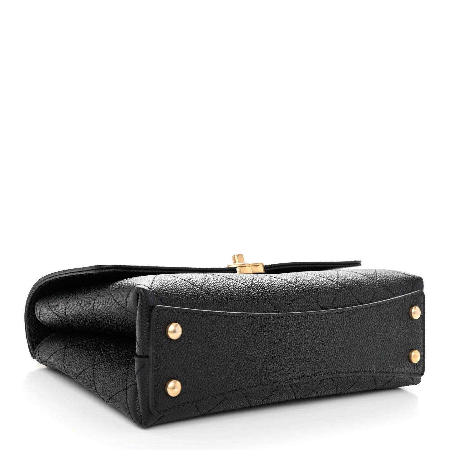 Grained Calfskin Small Stitched Flap Black