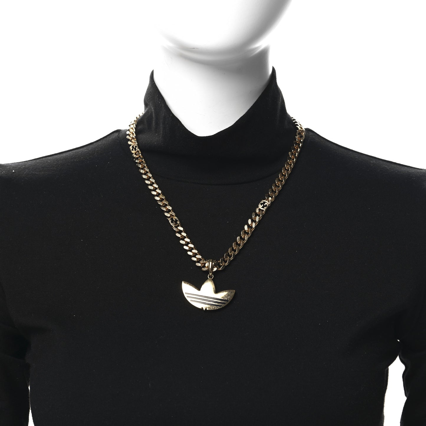 X ADIDAS Gourmette Trefoil Pendant Necklace Gold