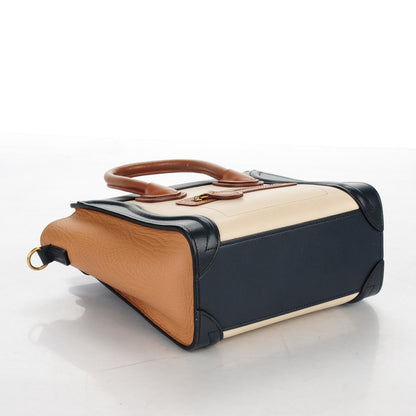 Celine Satin Drummed Calfskin Nano Tri-Color Luggage Seashell 4 of 8