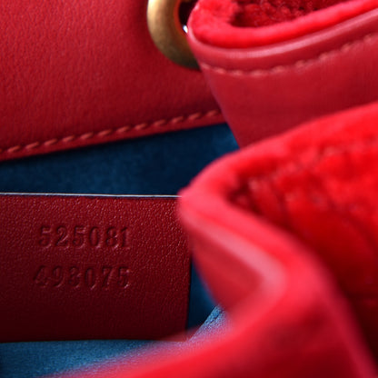 Gucci Velvet Matelasse GG Marmont Bucket Bag Hibiscus Red 6 of 9