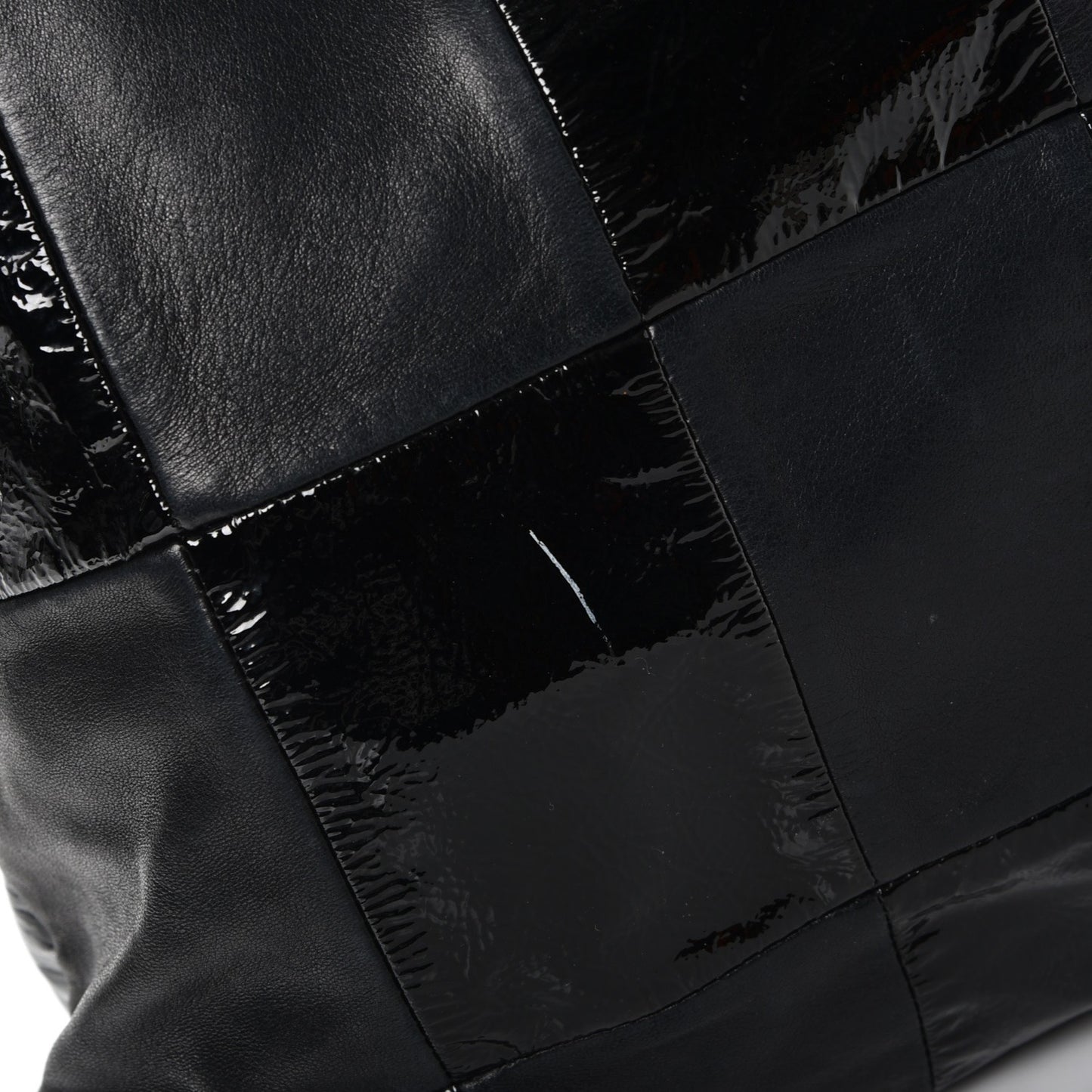 Patent Calfskin Patchwork Brooklyn Tote Black