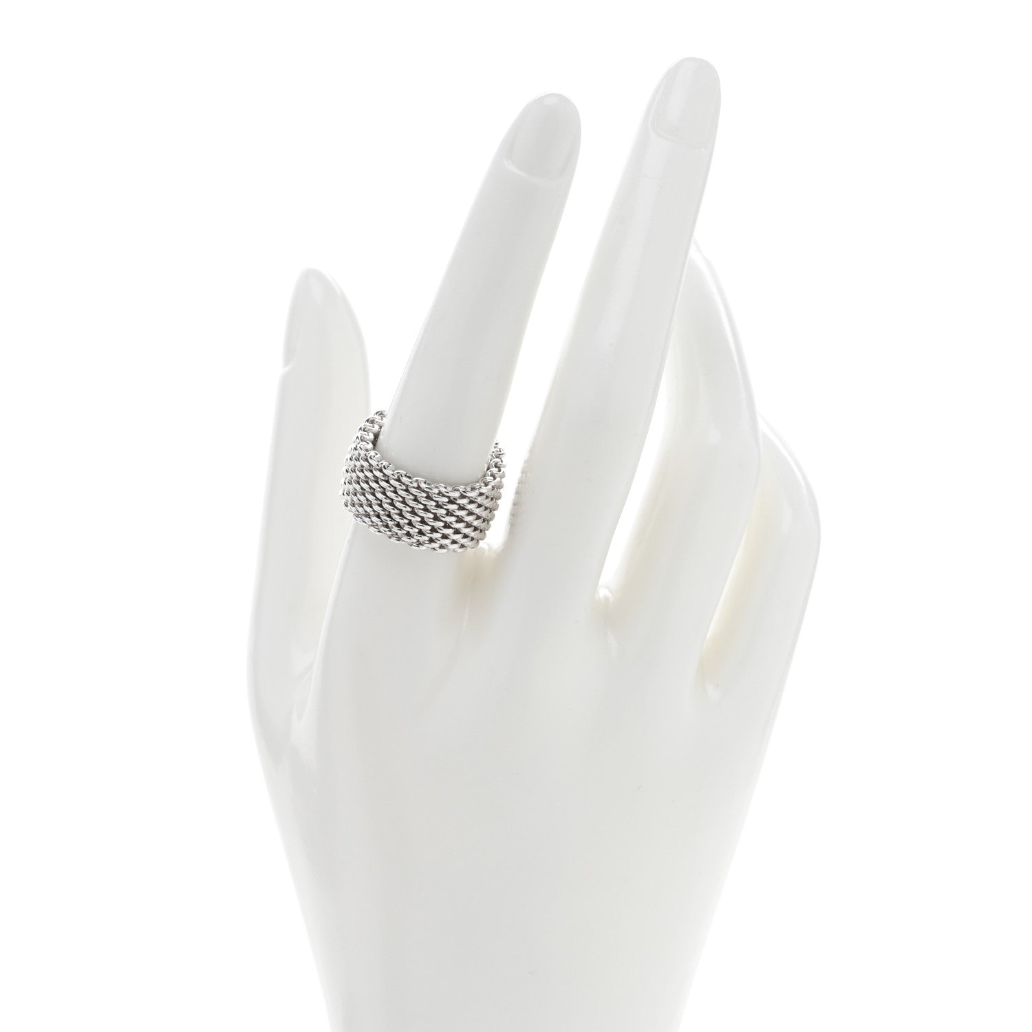 Tiffany Sterling Silver Somerset Mesh Ring 58 8.5 2 of 4