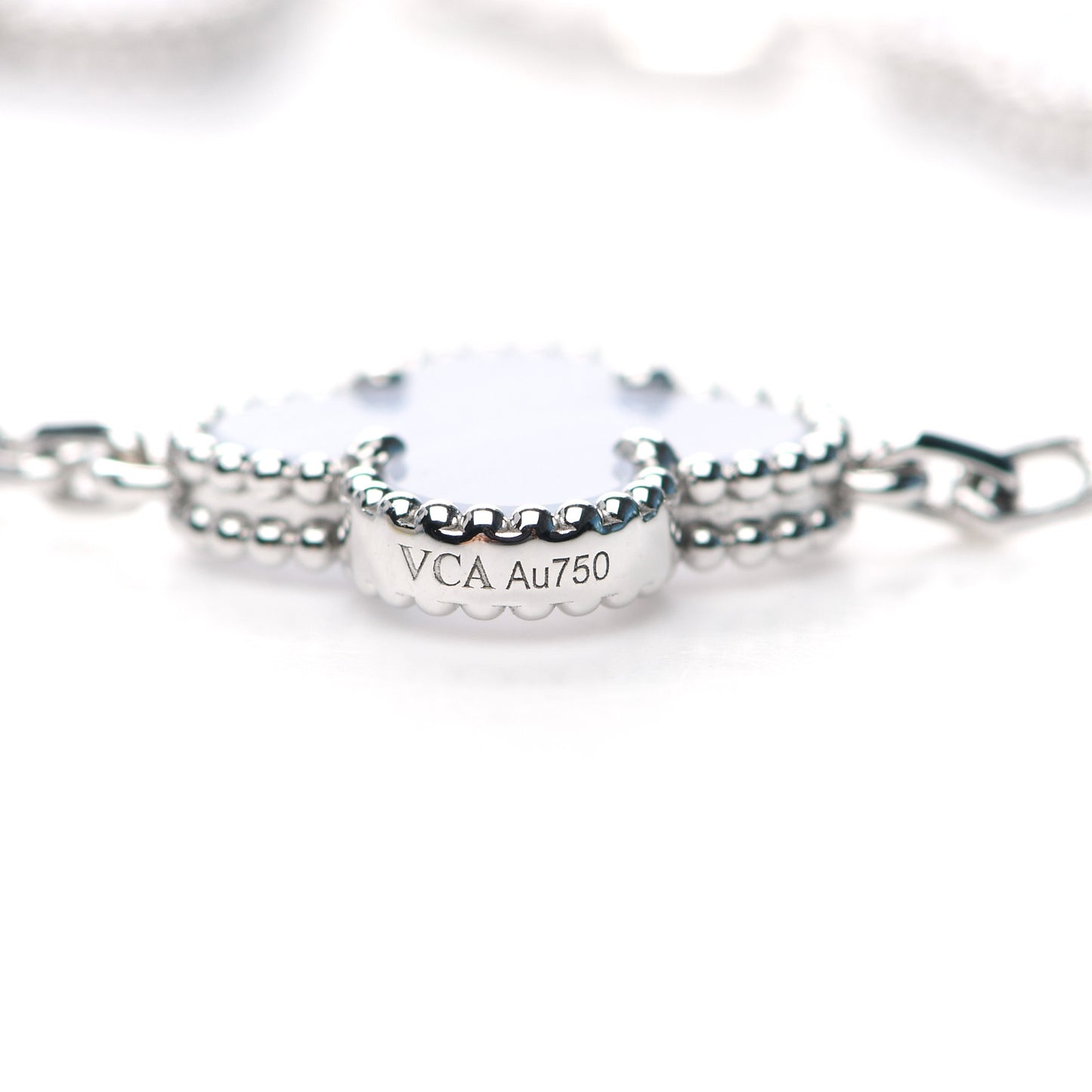 18K White Gold Chalcedony 5 Motifs Vintage Alhambra Bracelet