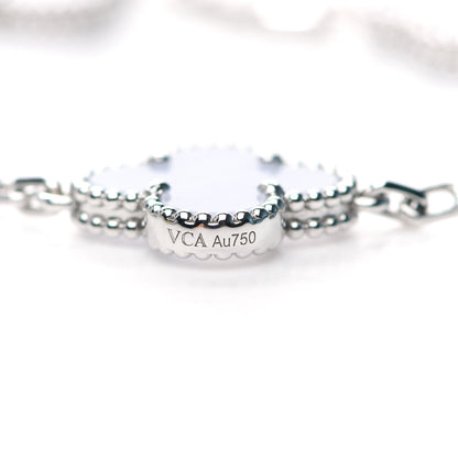 Van Cleef & Arpels 18K White Gold Chalcedony 5 Motifs Vintage Alhambra Bracelet 5 of 7