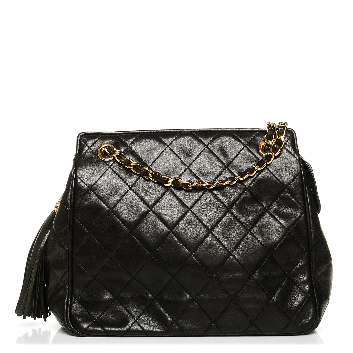 Chanel Lambskin Quilted Small Tassel Shoulder Bag Dark Green 1 of 8