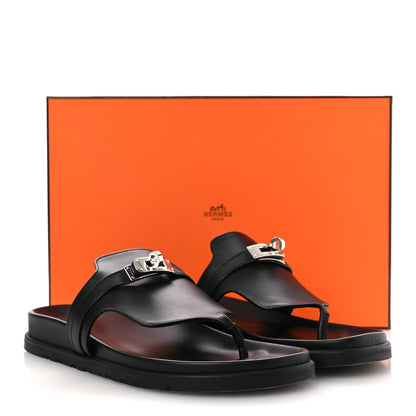 Hermes Calfskin Womens Empire Sandals 39 Black 14 of 14