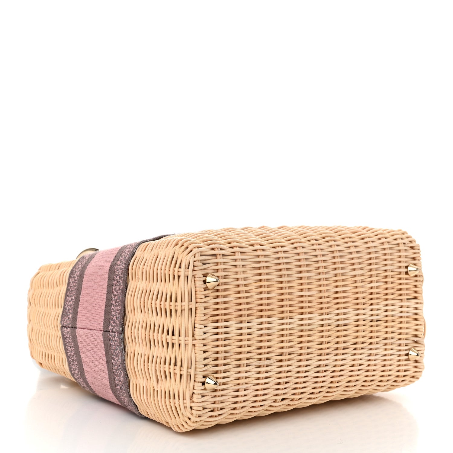 Christian Dior Wicker Oblique Medium Lady Dior Bag Pink Grey 4 of 9