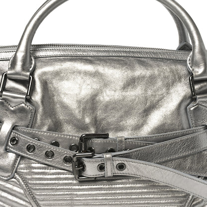 Burberry Metallic Calfskin Winnieford Satchel Silver 7 of 9
