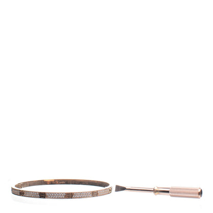 Cartier 18K Pink Gold Diamond Small LOVE Paved Bracelet 17 5 of 6