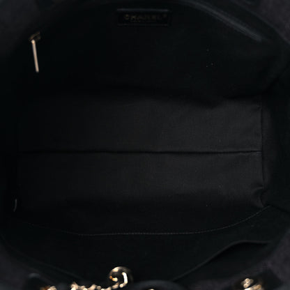 Chanel Mixed Fibers Striped Small Deauville Tote Black 5 of 10