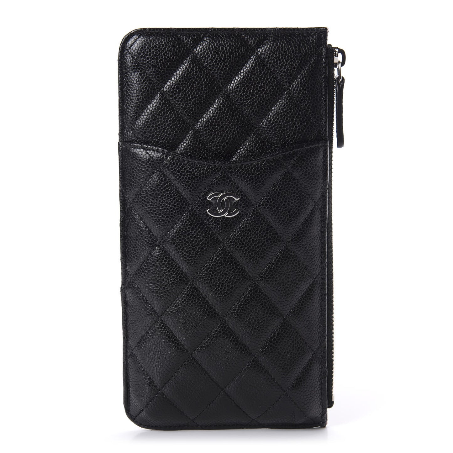 Caviar Quilted Classic Flat Wallet Pouch Black