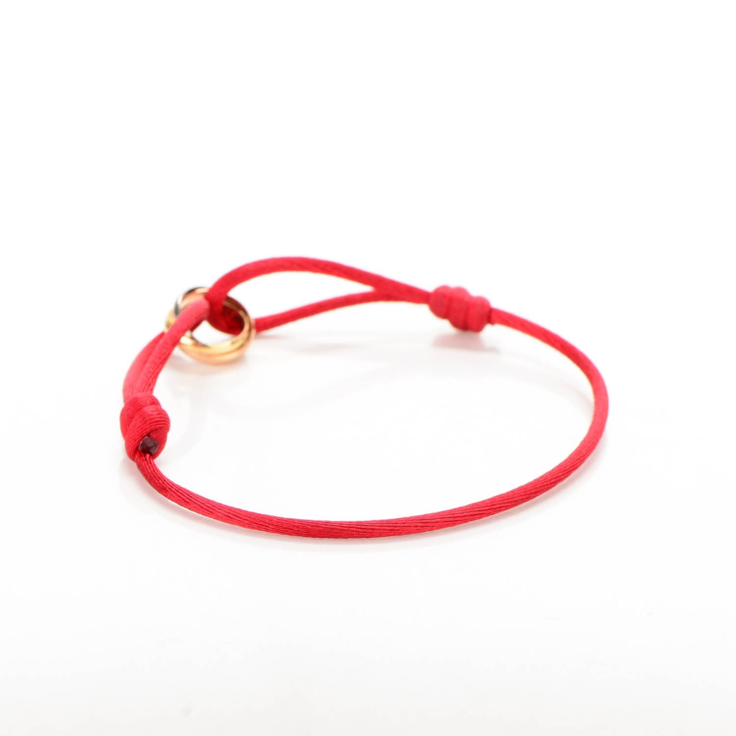 Cartier 18K Pink Yellow White Gold Trinity Cord Bracelet Red 3 of 7