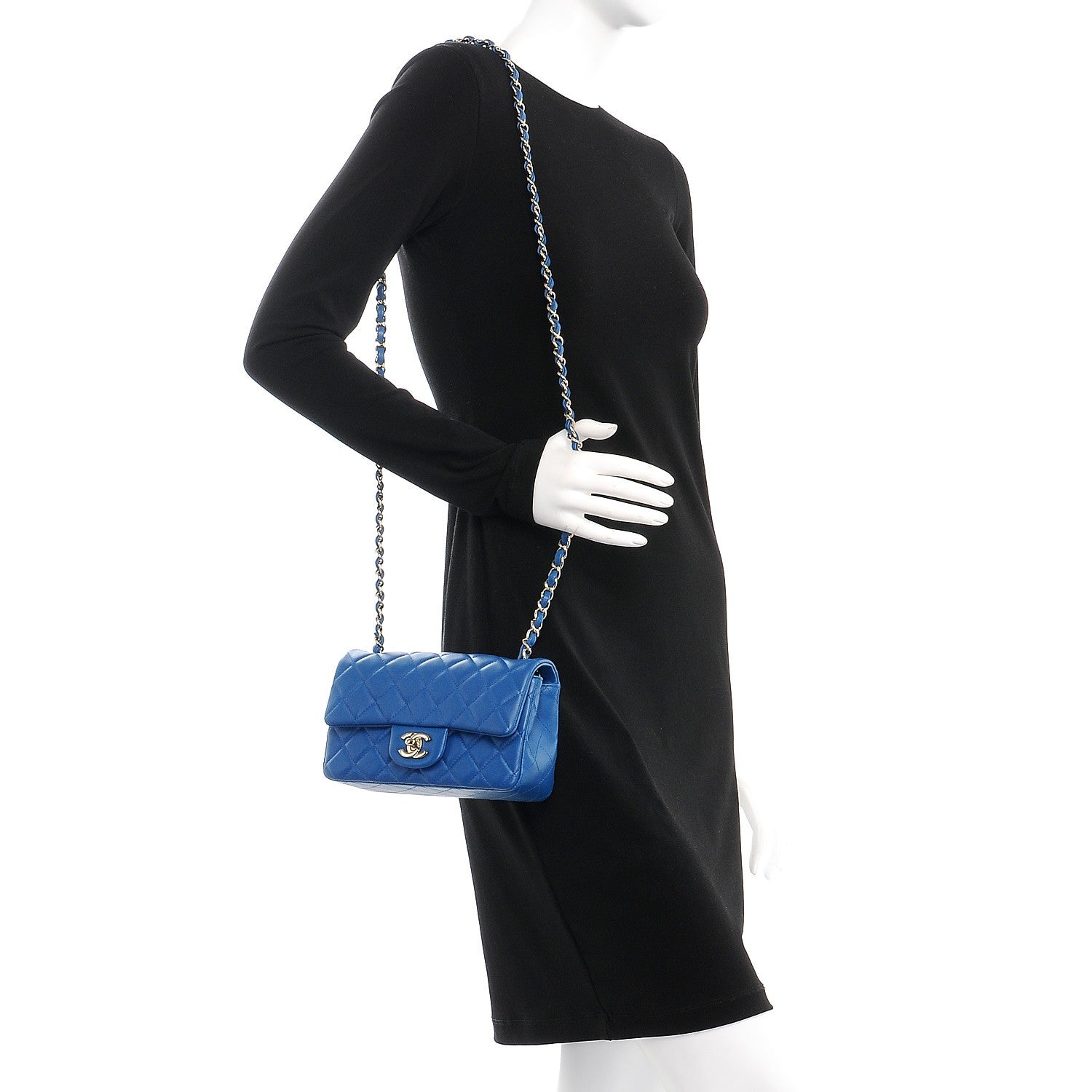 Chanel Lambskin Quilted Mini Rectangular Flap Blue 2 of 8