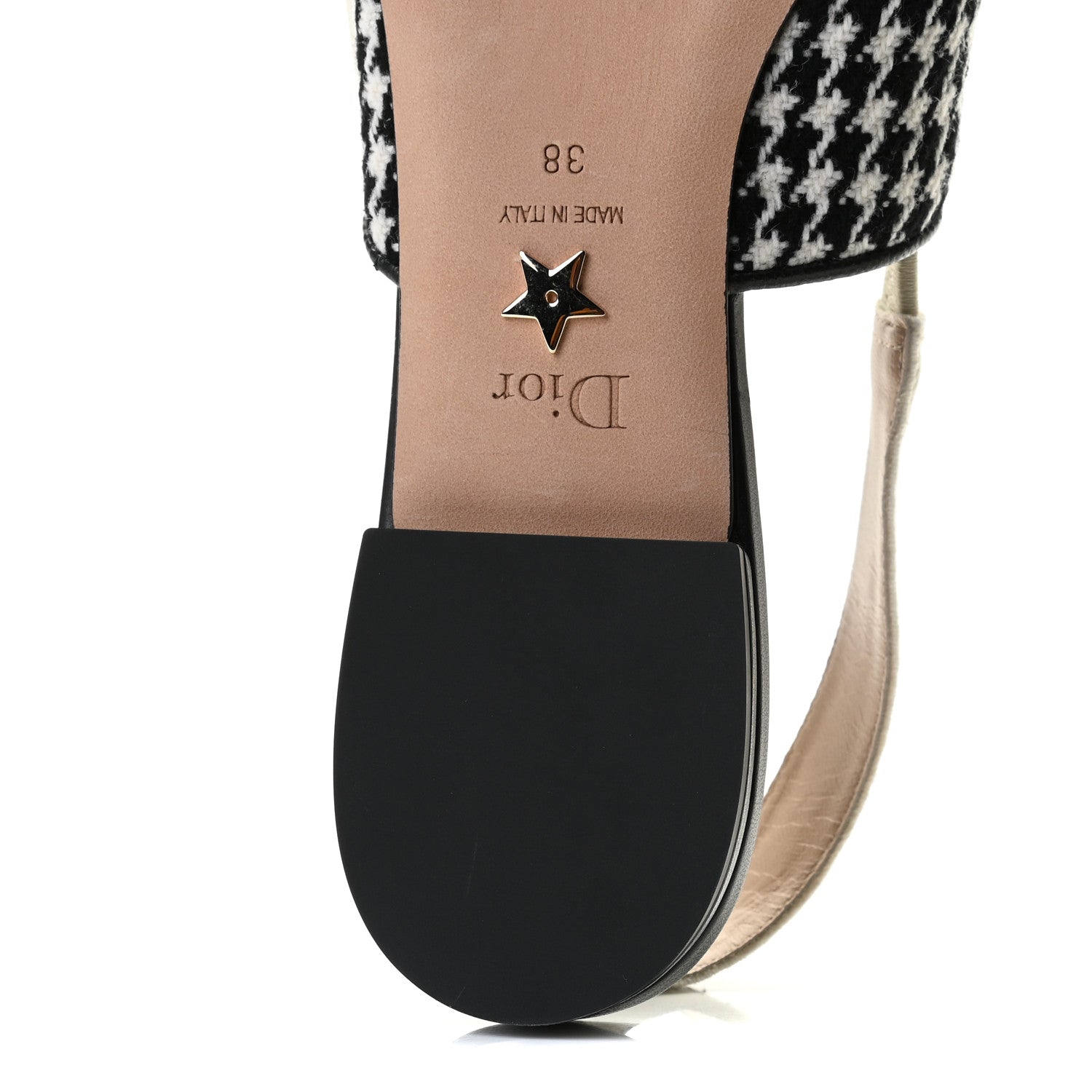Christian Dior Wool Ribbon Houndstooth J'Adior Slingback Ballet Flats 38 Black White 13 of 14