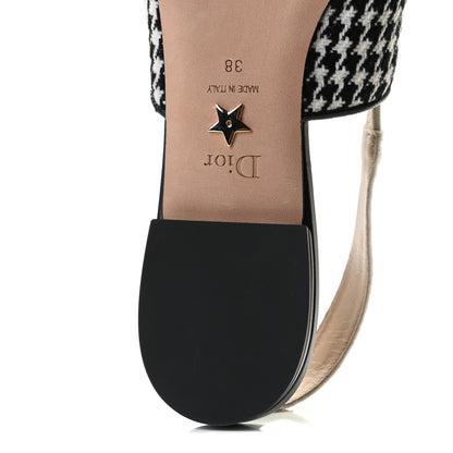 Christian Dior Wool Ribbon Houndstooth J'Adior Slingback Ballet Flats 38 Black White 13 of 14