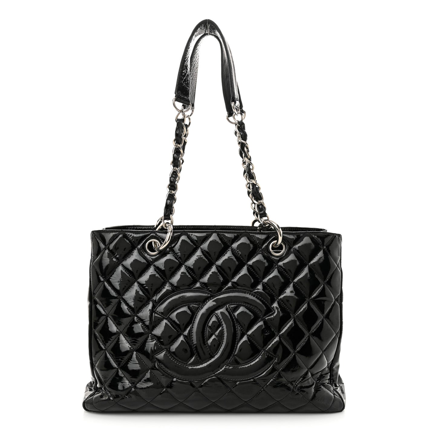 Patent Quilted Grand Shopping Tote GST Black