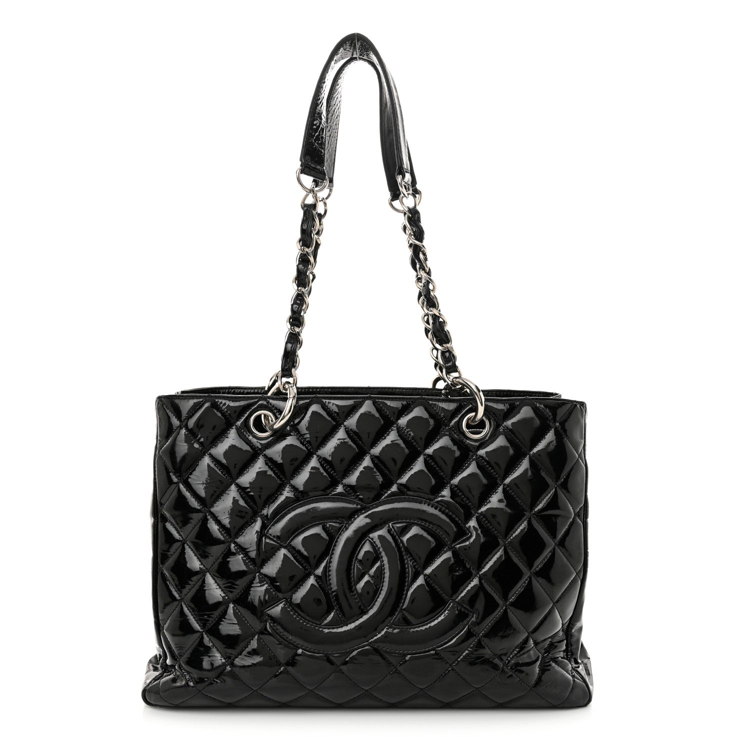 Chanel Patent Quilted Grand Shopping Tote GST Black 1 of 14