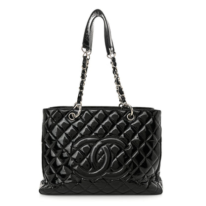Chanel Patent Quilted Grand Shopping Tote GST Black 1 of 14