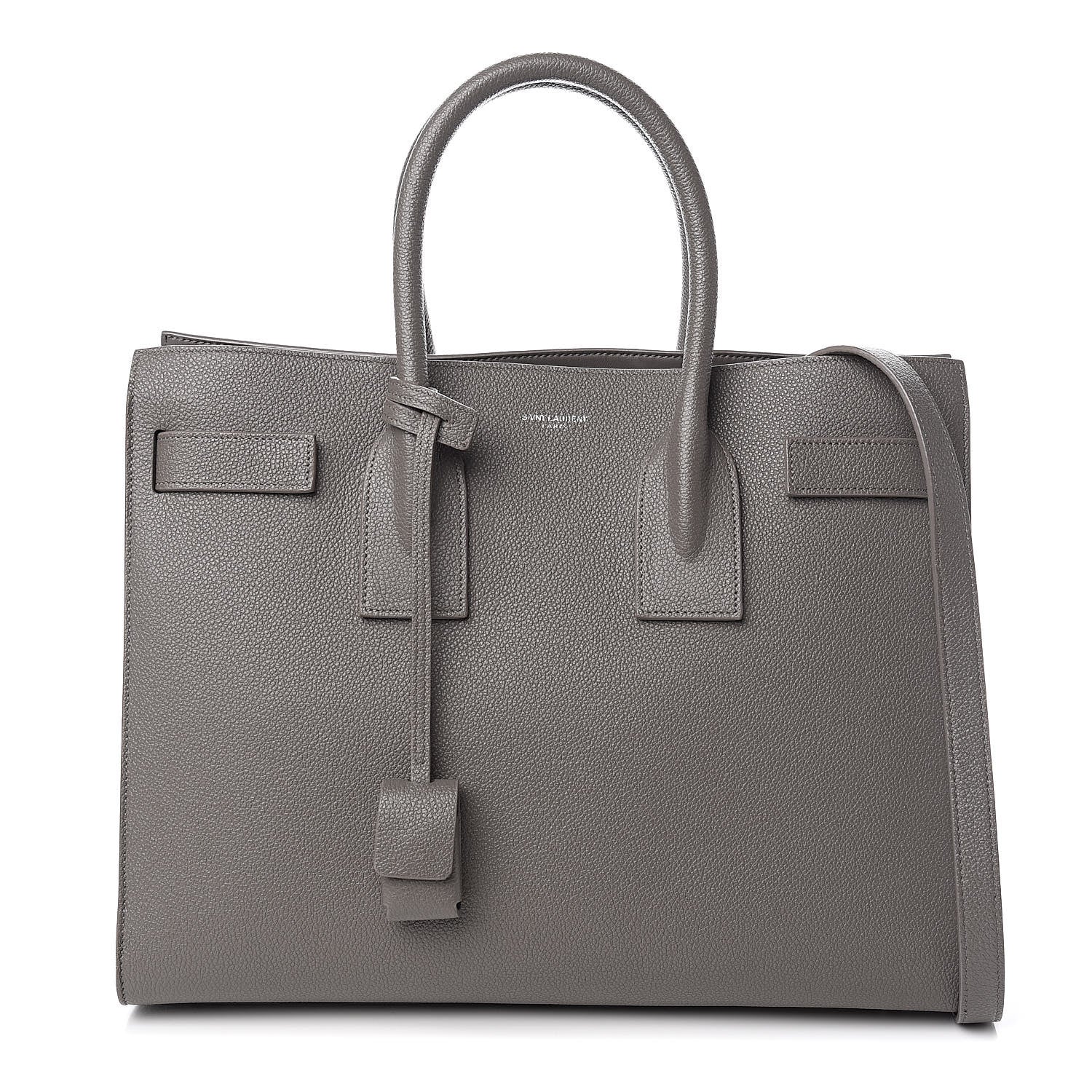 Saint Laurent Grained Calfskin Small Sac De Jour Fog 1 of 9