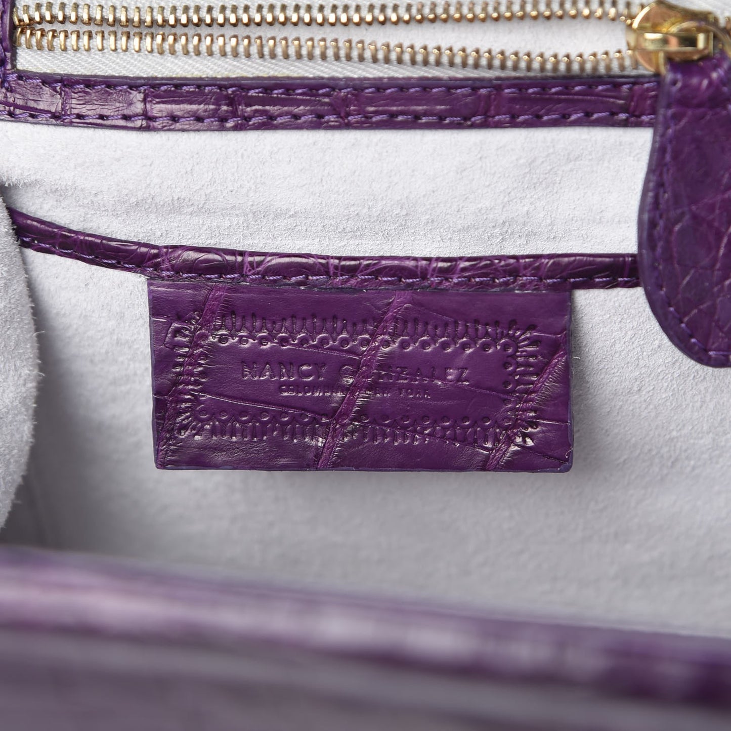 Crocodile Small Satchel Purple