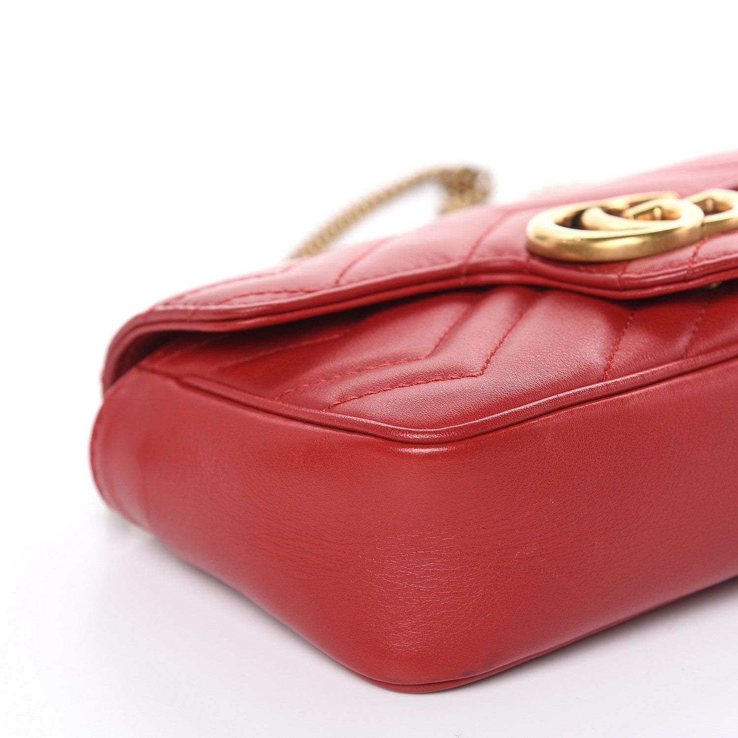 Gucci Calfskin Matelasse Super Mini GG Marmont Shoulder Bag Hibiscus Red 8 of 13