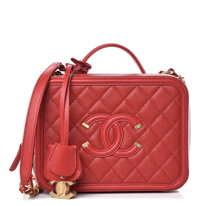 Chanel Caviar Quilted Medium CC Filigree Vanity Case Red 1 of 11