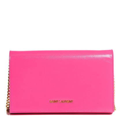 Saint Laurent Patent Grain de Poudre Classic Letters Chain Wallet Lipstick Pink 1 of 6