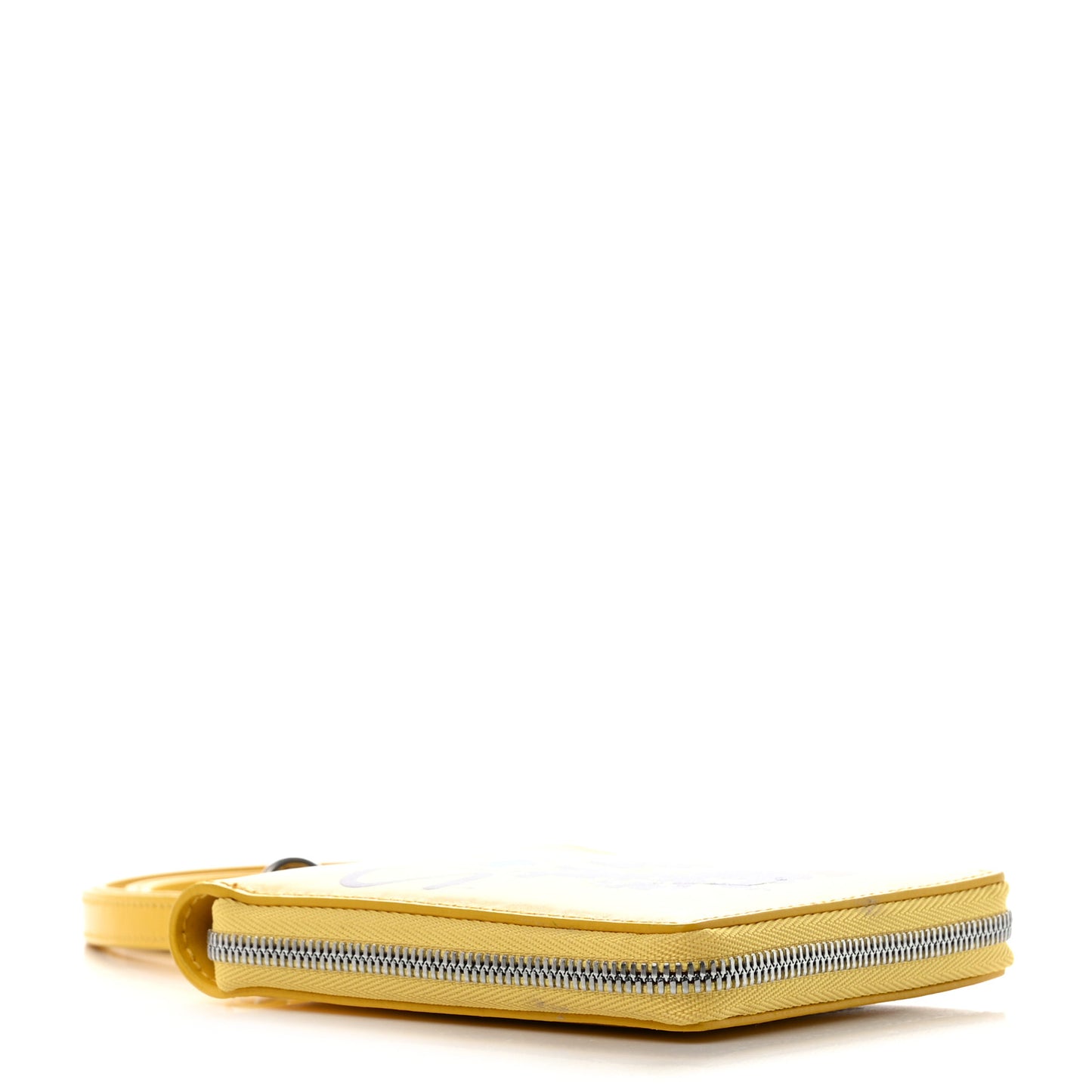 X THE SIMPSONS Smooth Calfskin Logo Card Holder On Keychain Bumblebee Yellow