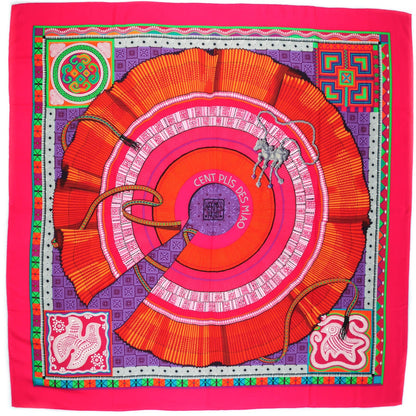 Hermes Cashmere Silk Cent Plis Des Miao Shawl 140 2 of 5
