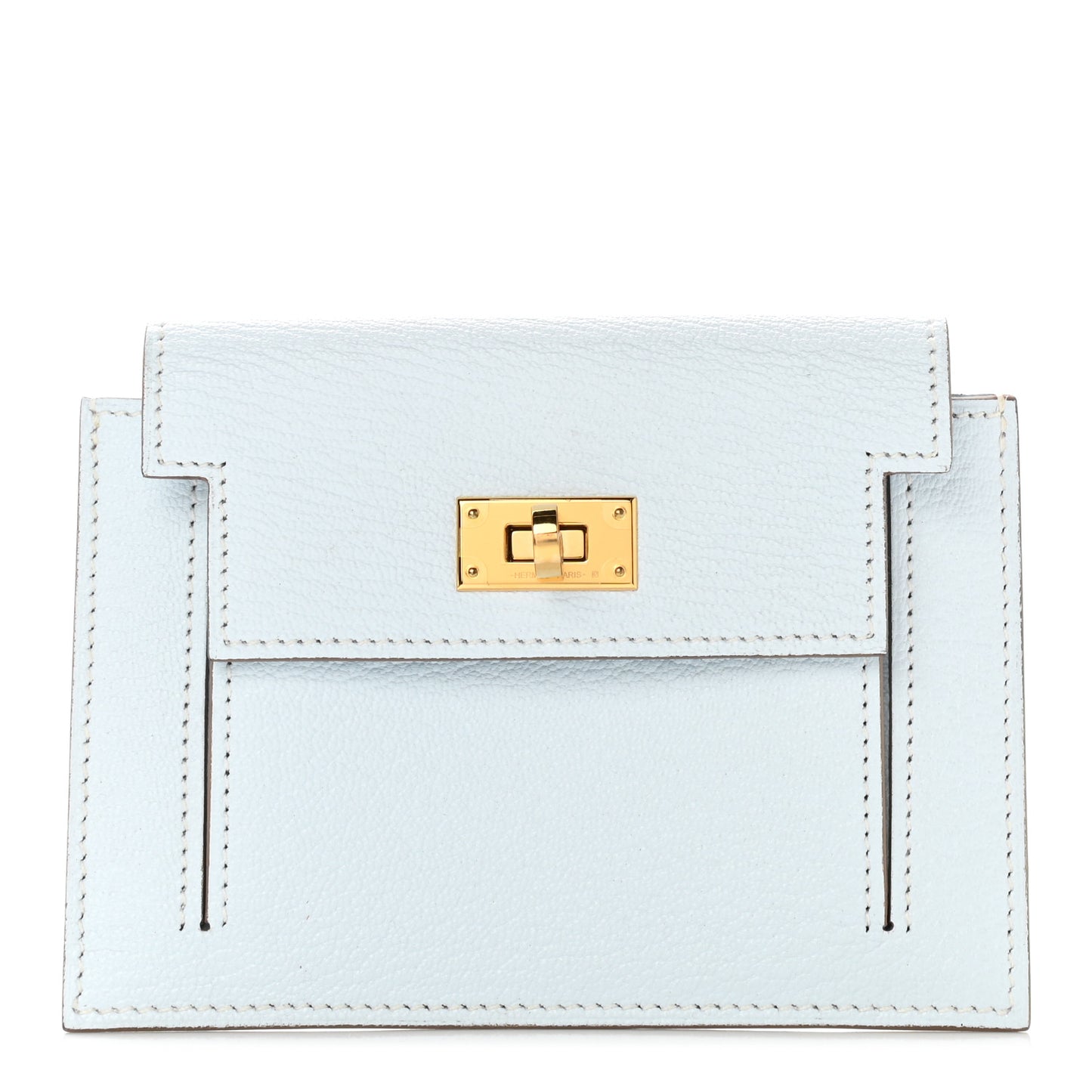 Chevre Mysore Kelly Pocket Compact Wallet Bleu Brume