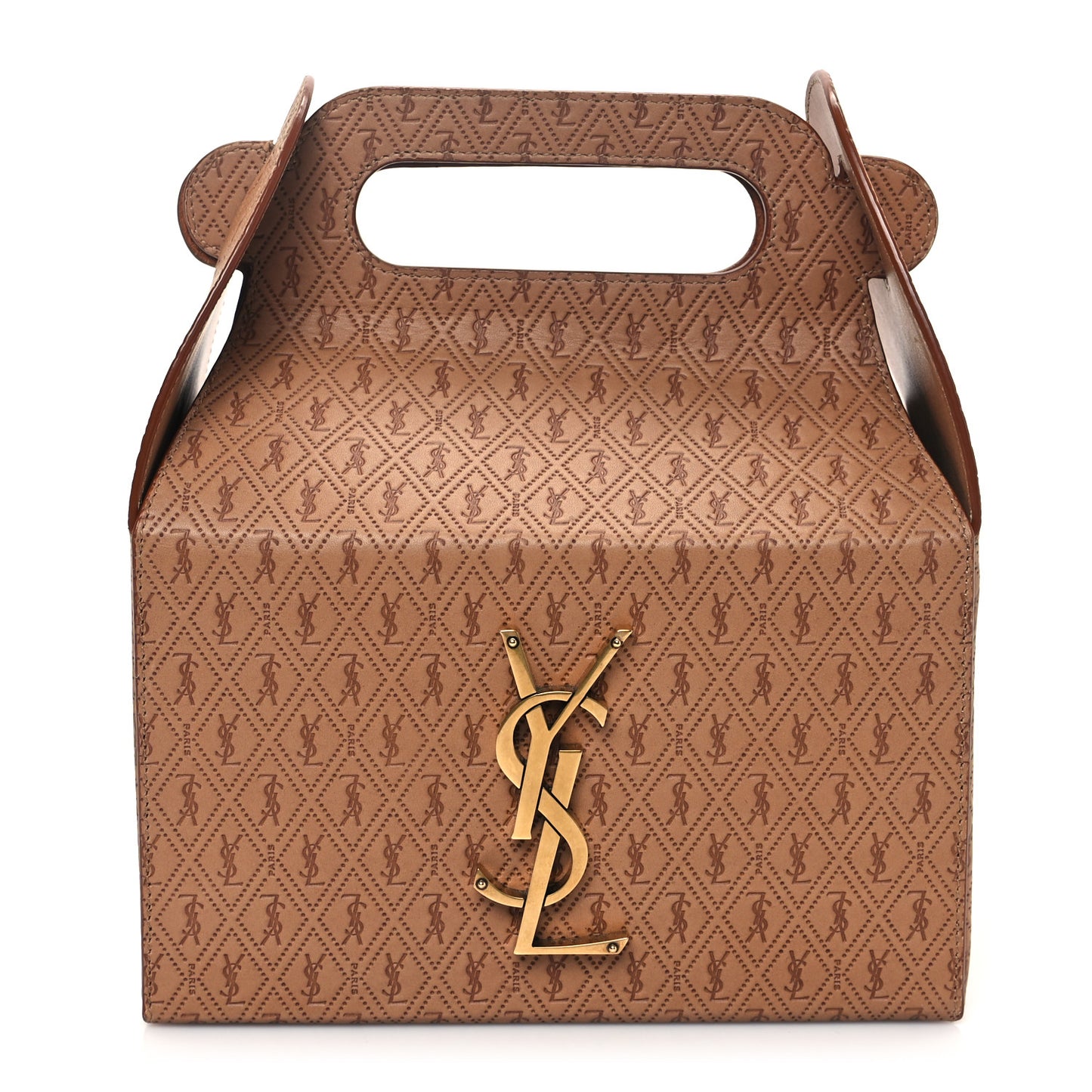 Calfskin Monogram Take Away Box Dusty Vintage Brown Gold