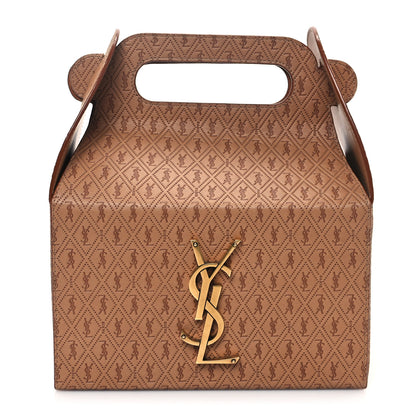 Saint Laurent Calfskin Monogram Take Away Box Dusty Vintage Brown Gold 1 of 11