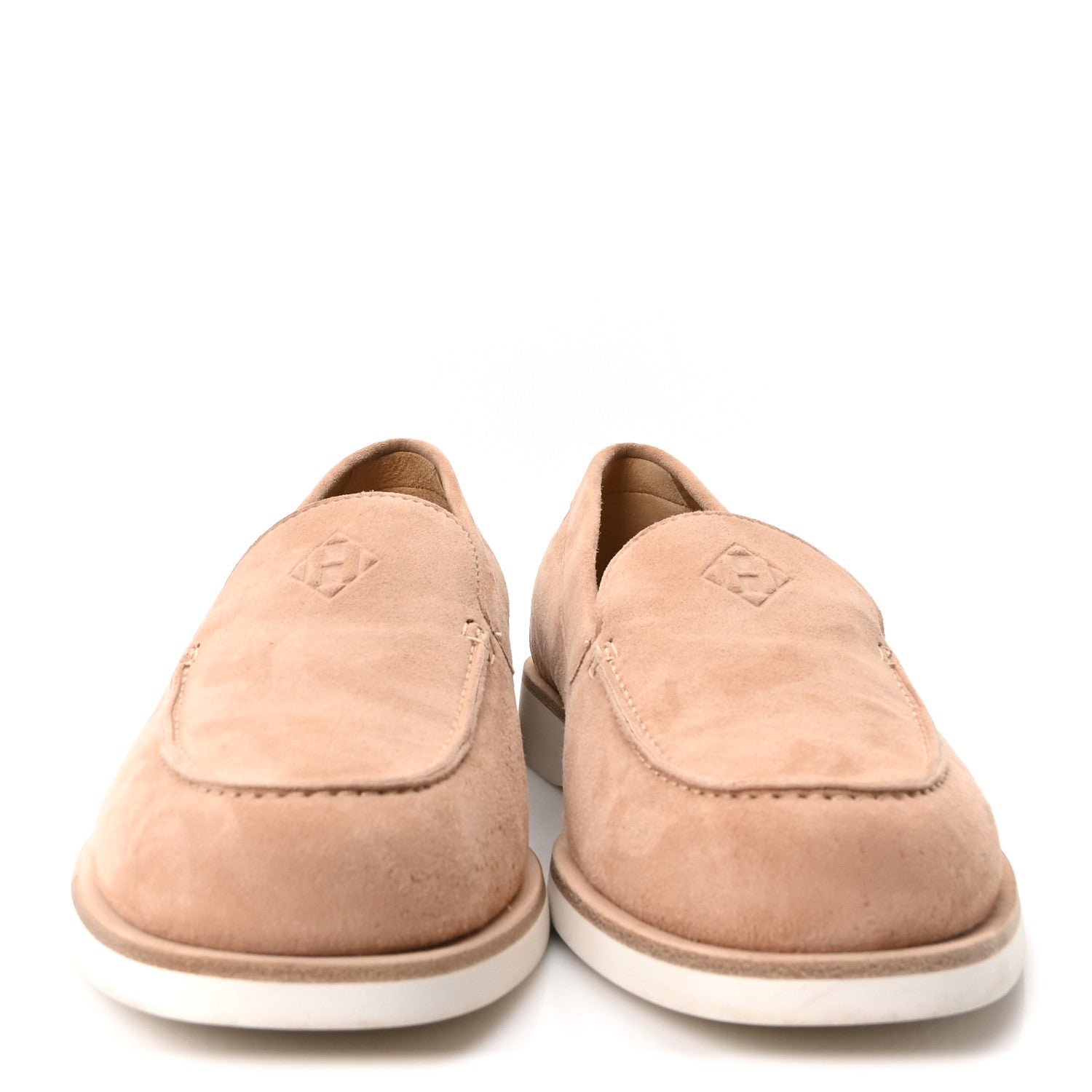 Hermes Suede Calfskin Womens Low Loafers 39.5 Beige Perlino 3 of 10