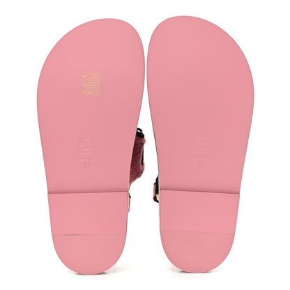 Chanel Calfskin Hair Suede Shearling Dad Sandals 35 Pink Black 5 of 9