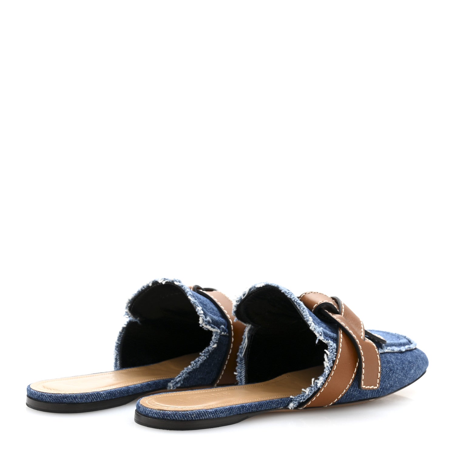 Loewe Washed Denim Calfskin Gate Mule Sandals 38 Blue Tan 5 of 9