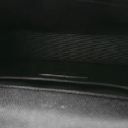 Saint Laurent Grain De Poudre Textured Mixed Matelasse Triquilt Medium Monogram Monochrome Satchel Black 5 of 10